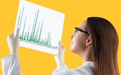 Scientist viewing HPLC chromatogram