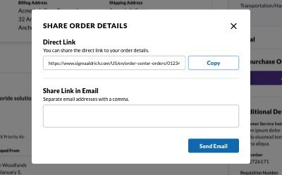 Share order details screenshot