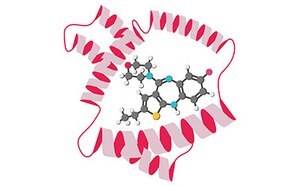 Die Abbildung stellt ein Protein gegen ein Zielmolek&uuml;l f&uuml;r eine optimale Protein-Ligand-Interaktion dar.