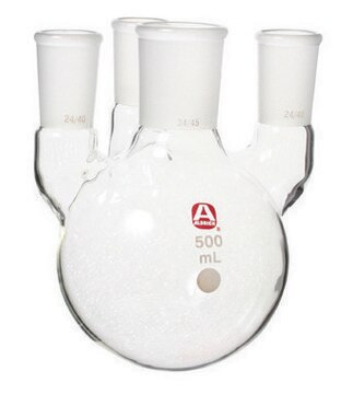 Aldrich&#174; four-neck round-bottom flask capacity 500&#160;mL, center joint: ST/NS 34/45, side Joints: ST/NS 24/40 (3)