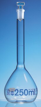 BRAND&#174; volumetric flask BLAUBRAND&#174; USP conformity certified capacity 200&#160;mL, neck joint: ST/NS 14/23, polypropylene stopper