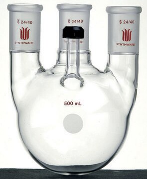 Synthware&#8482; four-neck round bottom flask with threaded side arm capacity 500&#160;mL, center joint: ST/NS 24/40, side joint: ST/NS 24/40