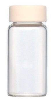 KIMBLE&#174; scintillation vials with attached foamed PE lined PP cap, glass lips on vial transparent borosilicate glass bottle, vial capacity (20&#160;mL), screw cap, case of 500&#160;ea 5x shrink-wrapped trays of 100 vials