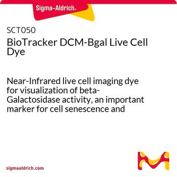 BioTracker DCM-Bgal Live Cell Dye Near-Infrared live cell imaging dye for visualization of beta-Galactosidase activity, an important marker for cell senescence and primary ovarian cancers.