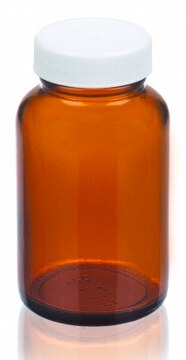 Wheaton Weithalsflasche capacity 4&#160;oz (125&#160;mL), amber, white polypropylene cap, vinyl flat liner