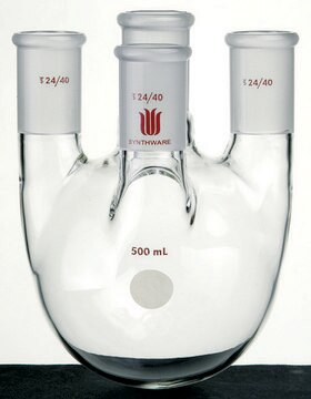 Synthware&#8482; four-neck round-bottom flask with vertical side necks capacity 2,000&#160;mL, center joint: ST/NS 29/42, side joint: ST/NS 24/40