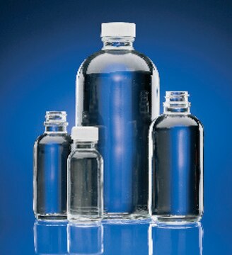 Wheaton narrow mouth bottles with caps capacity 32&#160;oz (1,000&#160;mL), clear, white polypropylene cap, vinyl flat liner