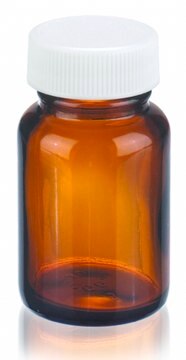 Wheaton Weithalsflasche capacity 1&#160;oz (30&#160;mL), white polypropylene cap, amber, vinyl flat liner