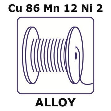 Manganin&#174; - resistance alloy, Cu86Mn12Ni2 insulated wire, 10m length, 0.030mm conductor diameter, 0.004mm insulation thickness, polyimide insulation