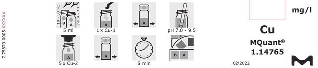 Copper Test colorimetric, 0.3-10&#160;mg/L (Cu), for use with MCOLORTEST&#174;