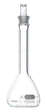 Pyrex&#174; volumetric flask, class A with Pyrex&#174; ST stopper capacity 100&#160;mL