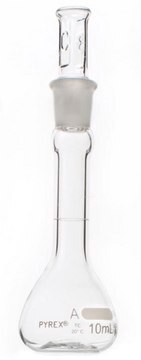 Pyrex&#174; volumetric flask, class A with Pyrex&#174; ST stopper capacity 10&#160;mL