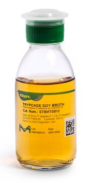 Tryptic Soy Broth Ready-to-use Bottles bottle capacity 125&#160;mL, bottle filling volume 100&#160;mL, closure type, green screw cap with septum, box of 12&#160;bottles