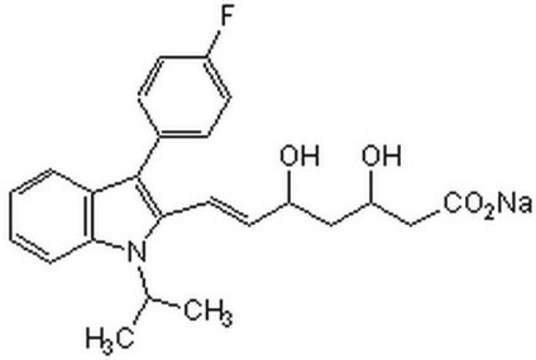 Fluvastatin, Natriumsalz A synthetic HMG-CoA reductase inhibitor (IC&#8325;&#8320; = 40-100 nM for human liver microsomes) that acts as an anti-hypercholesterolemic agent.