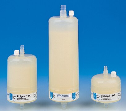 Whatman&#174; Polycap TC encapsulated filter for critical aqueous solutions Polycap TC 75 with filling bell, pore size 0.8-0.2&#160;&#956;m, sterile, male inlet and outlet (Stepped barb)