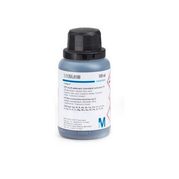 ICP-Mehrelement-Standardlösung IV (23 elements in diluted nitric acid) 1000 mg/l: Ag, Al, B, Ba, Bi, Ca, Cd, Co, Cr, Cu, Fe, Ga, In, K, Li, Mg, Mn, Na, Ni, Pb, Sr, Tl, Zn Certipur&#174;