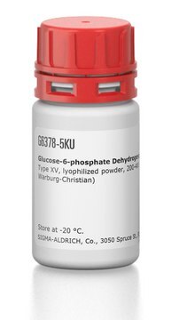 Glucose-6-phosphate Dehydrogenase from baker’s yeast (S.&#160;cerevisiae) Type XV, lyophilized powder, 200-400&#160;units/mg protein (modified Warburg-Christian)