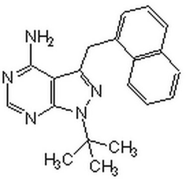 PP1-Analogon&nbsp;II, 1NM-PP1 PP1 Analog II, CAS 221244-14-0, is a cell-permeable PP1 analog that acts as a potent, reversible, selective, ATP-competitive inhibitor of mutant over wild-type kinases.