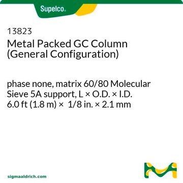 Metal Packed GC Column (General Configuration) phase none, matrix 60/80 Molecular Sieve 5A support, L × O.D. × I.D. 6.0&#160;ft (1.8&#160;m) × 1/8&#160;in. × 2.1&#160;mm