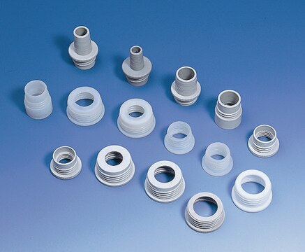 Bottle adapters for BRAND&#174; Dispensers and Burettes GL 45 thread, GL 38 bottle, polypropylene