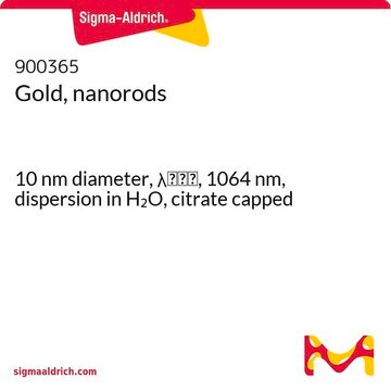 Gold, nanorods 10&#160;nm diameter, &#955;max, 1064&#160;nm, dispersion in H2O, citrate capped