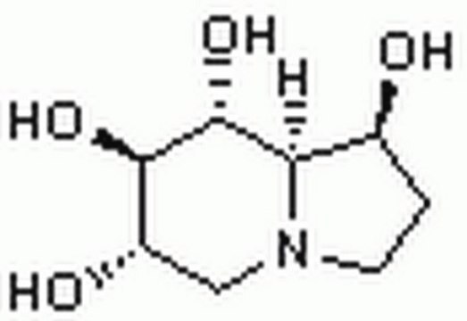 Castanospermin, Castanospermum australe Plant alkaloid inhibitor of several &#946;-glucosidases and &#945;-glucosidases, including those involved in N-linked processing of glycoproteins.