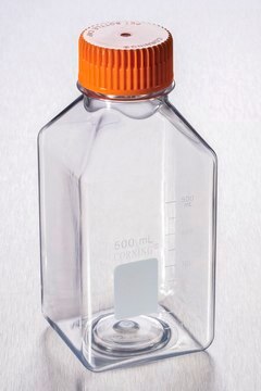 Corning&#174; square PET storage bottles square clear PET, sterile, capacity 500&#160;mL, screw cap, case of 24