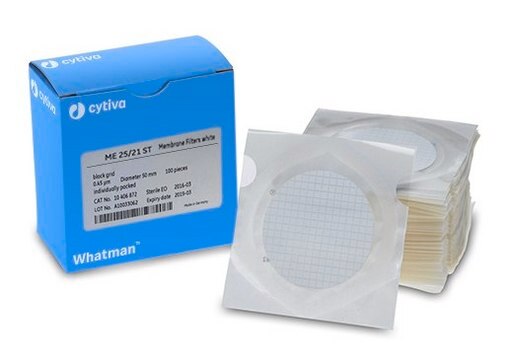 Whatman&#174; mixed cellulose ester membrane filters gridded white (without pad), pore size 0.45&#160;&#956;m, diam. 47&#160;mm, sterile