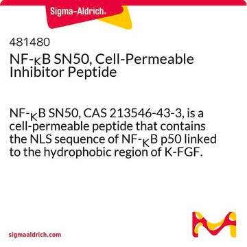 NF-&#954;B SN50, Cell-Permeable Inhibitor Peptide NF-&#954;B SN50, CAS 213546-43-3, is a cell-permeable peptide that contains the NLS sequence of NF-&#954;B p50 linked to the hydrophobic region of K-FGF. Inhibits translocation of the NF-&#954;B into the nucleus.