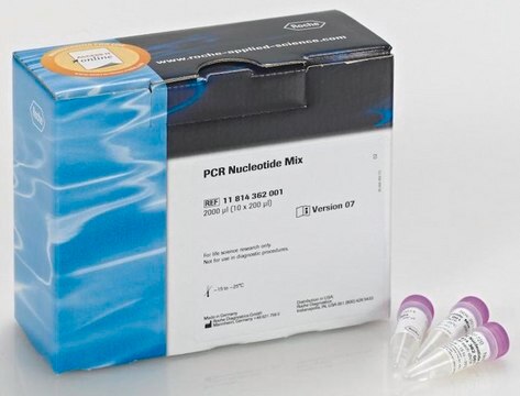 PCR-Nukleotid-Mix solution, sufficient for 500&#160;reactions (11581295001), sufficient for 5,000&#160;reactions (11814362001), sufficient for 2,500&#160;reactions (04638956001)