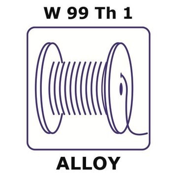 Thoriated tungsten wire, W 99%/Th 1%, 0.15&#160;mm diameter, length 10 m, temper as drawn