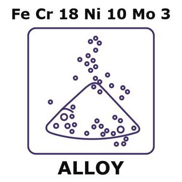 Stainless steel - AISI 316l powder, Fe/Cr18%/Ni 10%/Mo 3%, mean particle size 3 micron, weight 20&#160;g, condition atomized