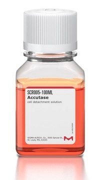 Accutase Zellablösungslösung A cell detachment solution of proteolytic &amp; collagenolytic enzymes. The reagent is useful for creating single cell suspensions from clumped cell cultures for accurate cell counting, detachment of cells from primary tissue.