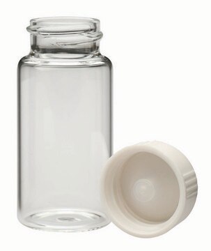 WHEATON&#174; liquid scintillation vial with seperate PE cone lined urea cap lips on vial transparent borosilicate glass bottle, capacity (20&#160;mL), screw cap