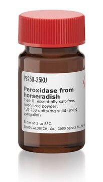 Peroxidase from horseradish Type II, essentially salt-free, lyophilized powder, 150-250&#160;units/mg solid (using pyrogallol)