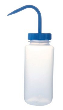 Wide mouth wash bottle capacity 500&#160;mL, blue PE-LD bottle