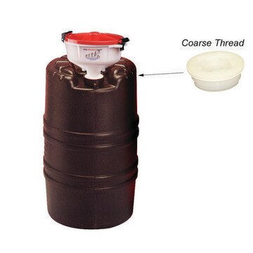 Waste solvent funnels for container cap. 15 - 55 gal, includes adapter, 2&#160;in. separate coarse-thread screw cap