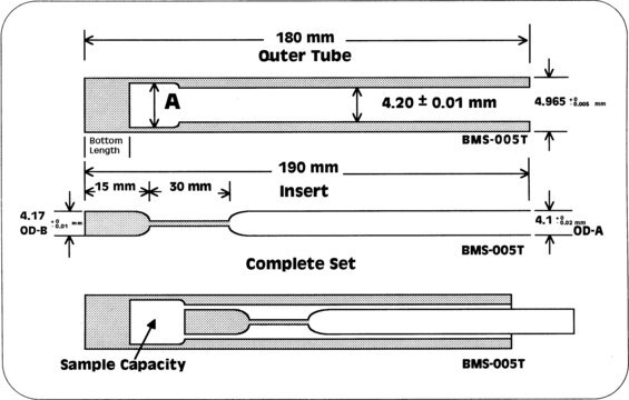 Shigemi Advanced NMR microtube assembly matched with DMSO-d6, Shigemi DMS-005TV, bottom L 15&#160;mm