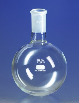 Pyrex&#174; round-bottom heavy wall boiling flask, short neck with joint capacity 50&#160;mL, joint: ST/NS 24/40