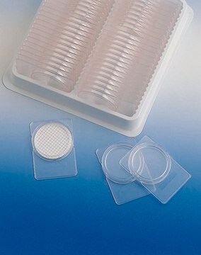 PetriSlide dish 47mm dish preloaded with adsorbent pads for microbial application using membrane filtration.