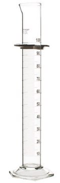 Pyrex&#174; graduated cylinder, single metric scale, white enamel graduations volume 100&#160;mL