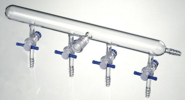 Synthware&#8482; nitrogen/argon line manifold with PTFE stopcocks stopcock bore 4&#160;mm, Ports: 4, Hose Connections: right