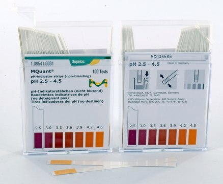 pH-indicator strips pH 2.5 - 4.5 non-bleeding, colorimetric, pH range 2.5-4.5, MQuant&#174;