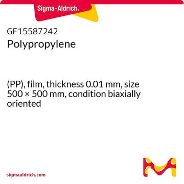 Polypropylene (PP), film, thickness 0.01&#160;mm, size 500 × 500&#160;mm, condition biaxially oriented