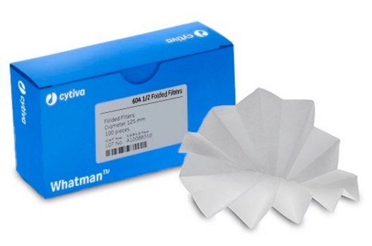 Whatman&#174; prepleated qualitative filter paper, Grade 604 1/2 circles, diam. 150&#160;mm, pack of 100