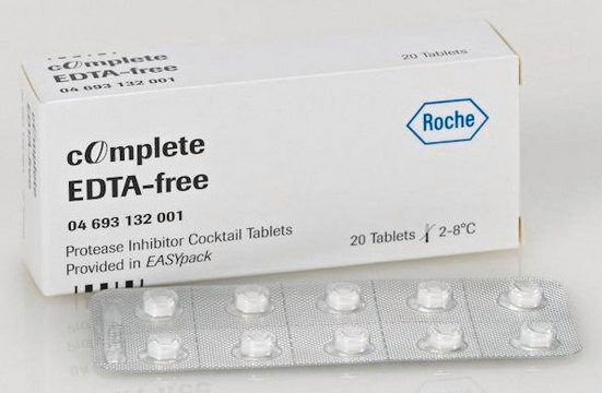 cOmplete&#8482;, EDTA-freier Proteasehemmer-Cocktail Tablets provided in EASYpacks