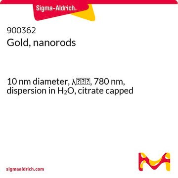 Gold, nanorods 10&#160;nm diameter, &#955;max, 780&#160;nm, dispersion in H2O, citrate capped