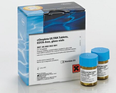 cOmplete&#8482; ULTRA-Tabletten, EDTA-freier Proteasehemmer-Cocktail in Glasvials Tablets provided in glass vials