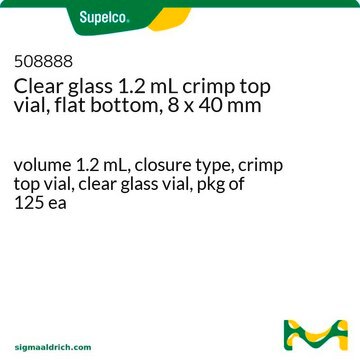 Klarglas-1,2-ml-Bördelkappenfläschchen, flacher Boden, 8&nbsp;x&nbsp;40&nbsp;mm volume 1.2&#160;mL, closure type, crimp top vial, clear glass vial, pkg of 125&#160;ea