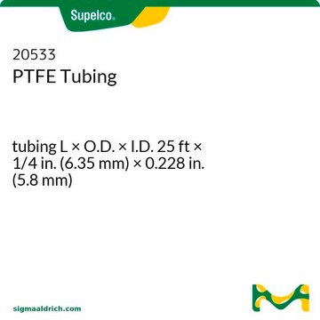 PTFE Tubing tubing L × O.D. × I.D. 25&#160;ft × 1/4&#160;in. (6.35&#160;mm) × 0.228&#160;in. (5.8&#160;mm)